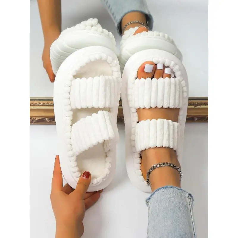 Minimalist Fluffy Open Toe Slip Soft Warm Bedroom Sndls For Women Winter 2026 Cozy House Indoor Non Comfy Furry Slds escapade breezy vacation weekend flat sandal travel shoes poolside Ons Sleek Style" trendy relaxed
