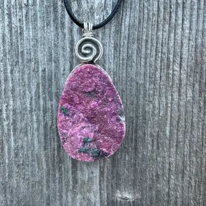 Cobalt Calcite (Aphrodite Stone) Necklace for Heart Chakra Connection - 24 inch Cable, Gift Box & Description Card Included