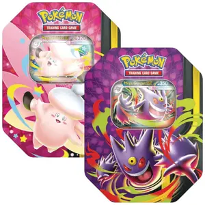 Pokemon Mega Moonlit Tin (Set of 2) - Includes Mega Gengar & Clefable EX Foil Promo Card and Booster Packs