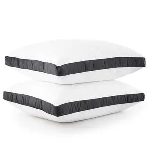 Lux Decor 2 Pc Gusseted Pillows-Premium Quality & Geometric Pattern Fluffy Hotel Luxury Bed Pillows for Back, Stomach & Side Sleepers- Soft Fabric