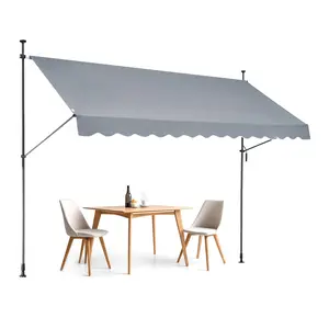 【Spotlight Day】VEVOR 138 x 47" Patio Awning Retractable, Awning Sunshade Shelter with Manual Crank Handle, Outdoor Patio Canopy Sunsetter Deck, Adjustable Height from 86 to 122 in, for Patio/Balcony/Yard, Dark Gray
