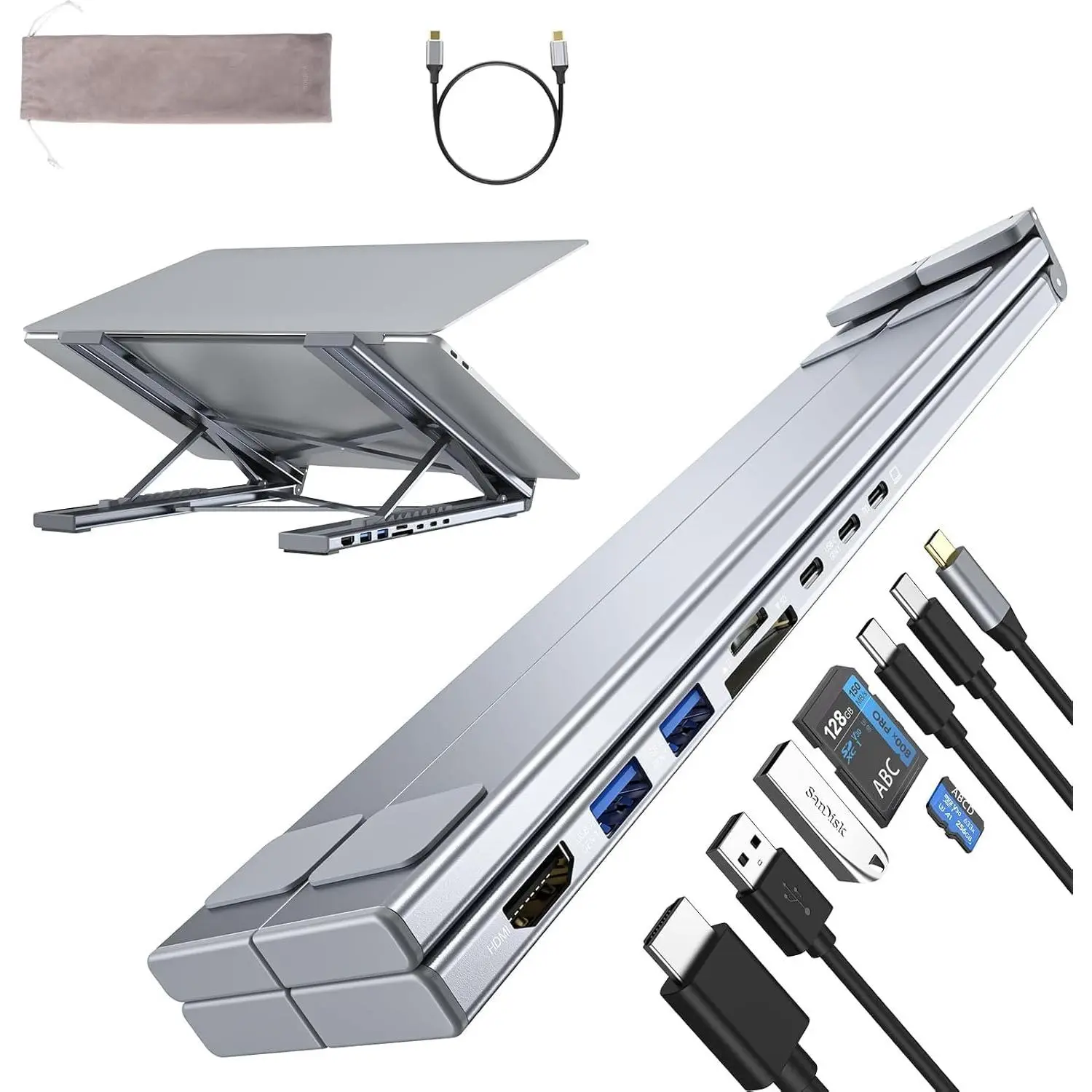 Laptop Docking Station Stand, 8 in 1 USB C Hub HDMI Portable Laptop Stand with USB Ports, USB C Multiport Adapter USBC Dock Station  Holder for MacBook Pro/Air, , , ,