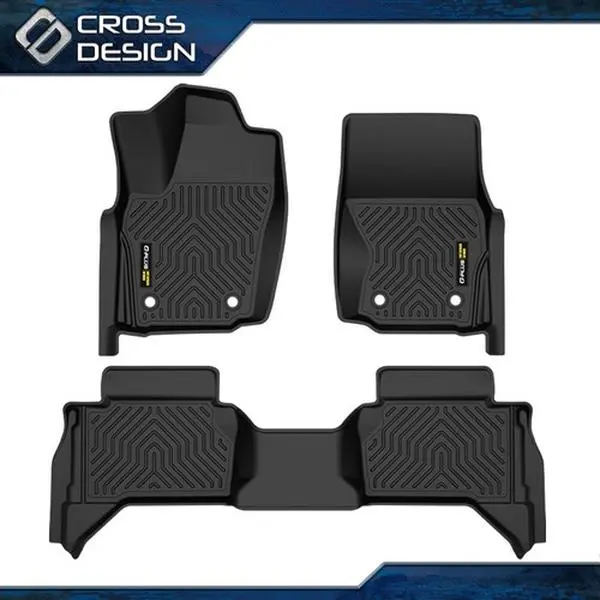 CROSSDESIGN TPE Truck Car Mats - Auto Accessories, Deep-Tread All-Weather Interior  (Upgraded Version) for 2024-2025 Toyota Tacoma Double Cab, Car Mats Cars