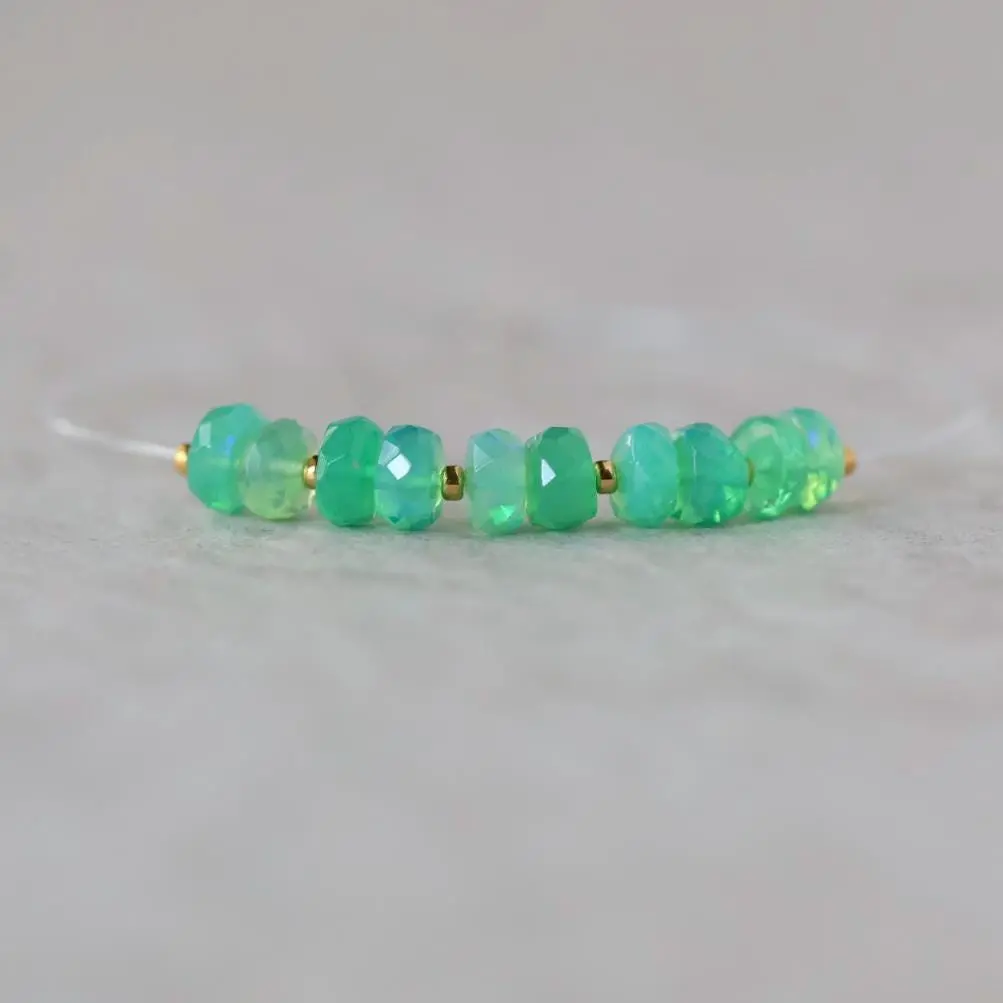 4.5mm 5mm AAA Green Ethiopian Opal Beads Faceted Rondelle Natural Welo Opal Gemstones For DIY Jewelry Making