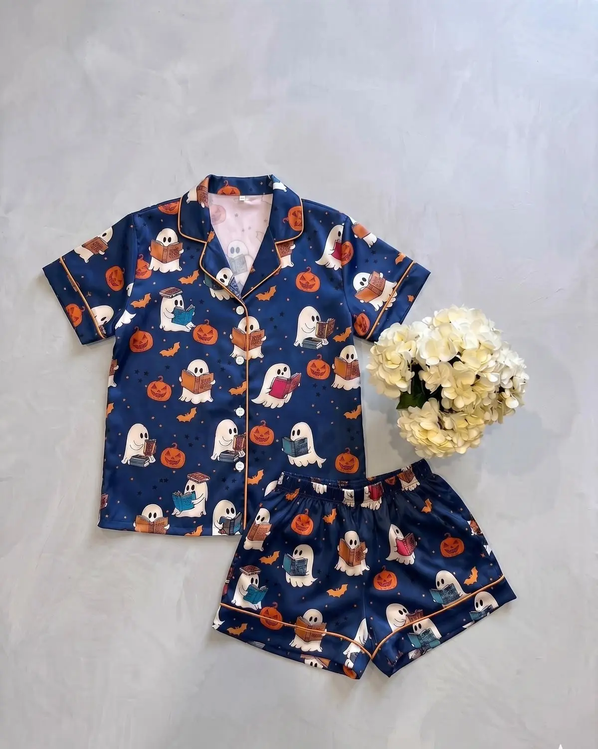 Cute Ghost Reading Books Pajamas Set, Cozy Pumpkin Witch Pajama Set, Bookish Spooky Gift