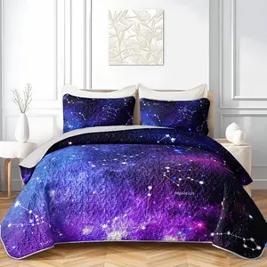Galaxy Comforter Set Queen Size - Constellation Bedding, Ombre Bed Set with Pillow - Soft Lightweight Reversible Bedspread