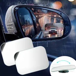 2Pcs Frameless Rectangle Blind Spot Mirrors, HD Glass 360° Adjustable Convex Wide Angle Rear View for Safe Driving Car