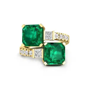 Asscher Green CZ Ring Set  925 Silver Bridal Rings for Women | Luxury Statement Engagement Ring | Gift for Her