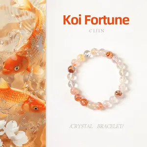[Vast Fortune] crystal bracelet, flower agate, unisex, daily wear gift, 10mm beads natural stone, great success peace inner calm symbol
