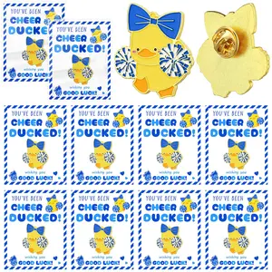 24 Pcs Easter Cheer Luck Duck Brooch Gifts School Cheerleading Cute Duck Pins Fashion Clothing Clips with for Team Teacher Student coach Inspirational Gift Accessories and Easter Gifts