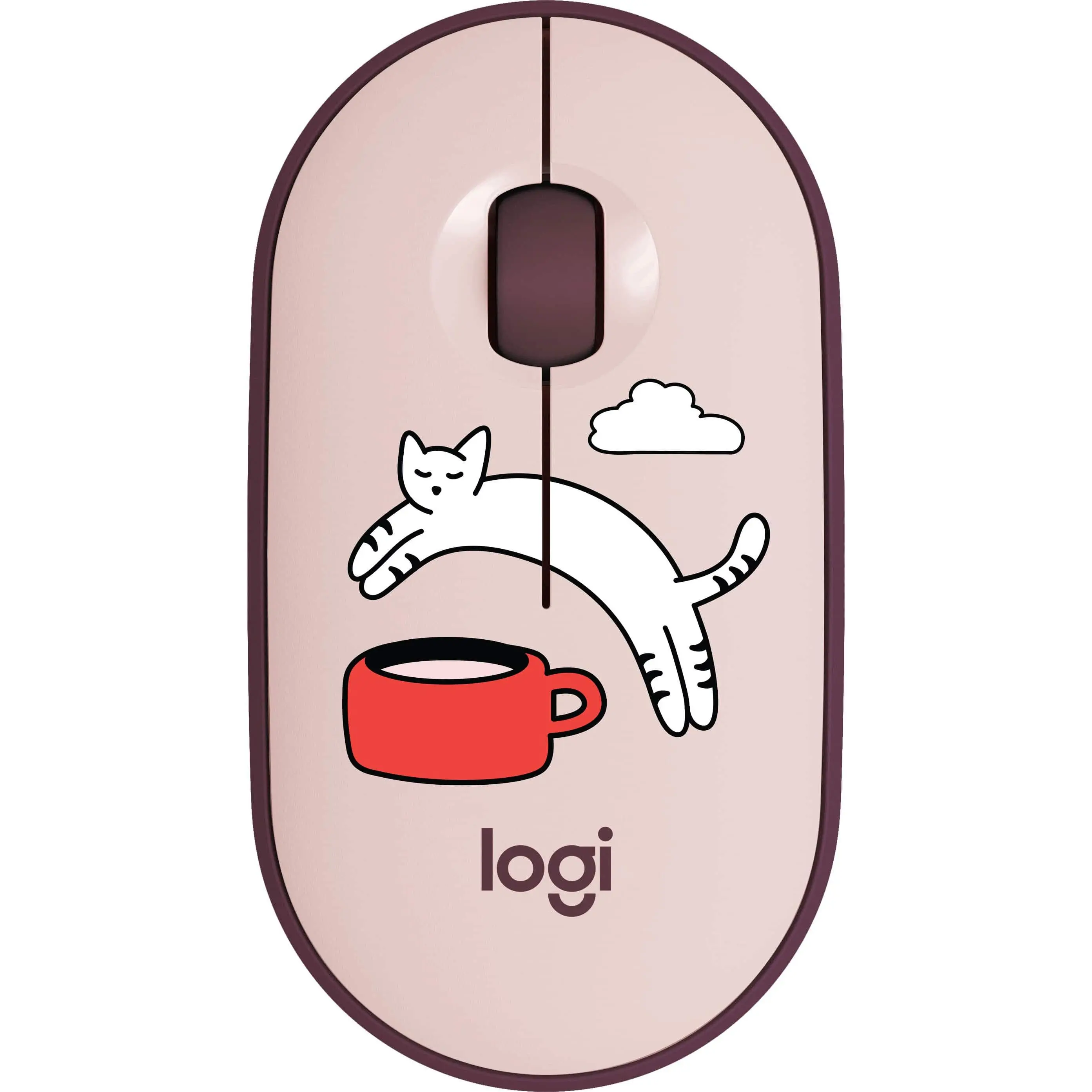 Logitech - Pebble Mouse 2 M350s Slim Bluetooth Wireless Mouse with Customizable Button and Quiet Click Limited Edition EdgyKatrina - Wireless - Coffee Cat