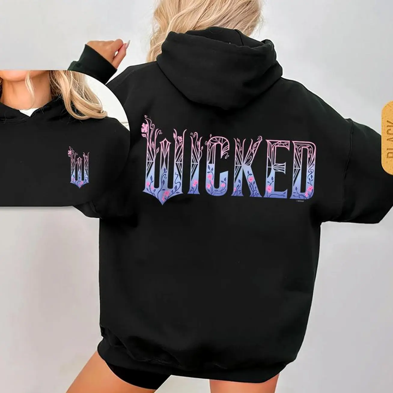 Wicked For Good Glinda Elegant Logo 2 Sided Graphic T-Shirts, Crewneck Sweatshirts & Pullover Hoodie Fleece Fabric Casual Hooded Sweatshirt Trendy Tops Perfect Gift VDF1611