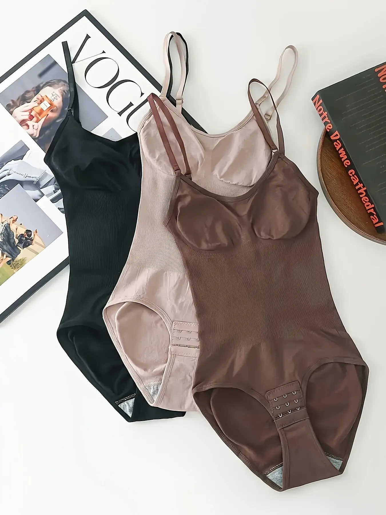 Women's 3pcs Seamless Basic Shapewear Bodysuits - Everyday Lightweight Fabric, Abdominal Compression, Butt Lifting, Hip Enhancement, High Compression, Button Closure for Postpartum, Gym, Stretchy, Adjustable