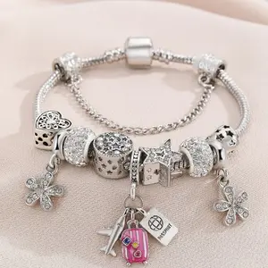 Elegant Rhinestone Pendant Bracelet, Fashionable Unisex Accessory, Perfect Birthday Gift, Stylish Jewelry for All Occasions