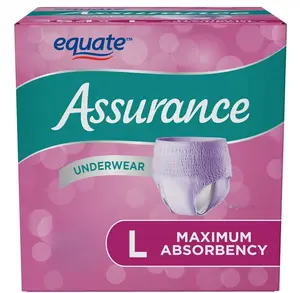 Equate Assurance for Women Maximum Absorbency Protective Underwear Large 54 Count Discreet Comfortable Protection