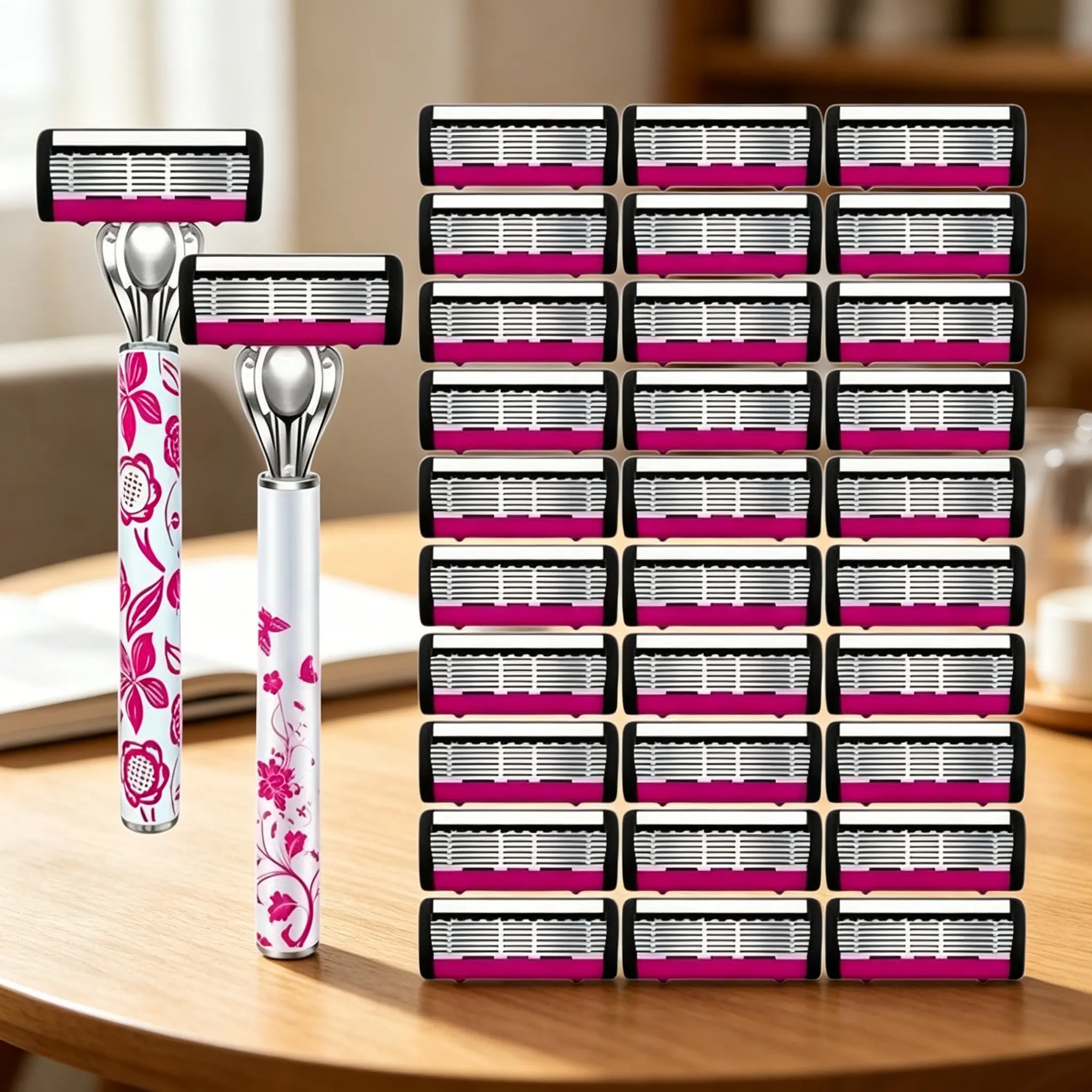 Floral Women's Manual Razor, 5-Blade Shaver for Smooth Body Hair Removal, Multi-Angle Design, Ideal for Underarms, Arms, Legs, Bikini Line