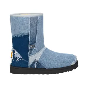 UGG Classic Short Boot Gallery Dept. Denim Boot 1169991-BLU Fashion Designer Everyday Wear Blue Jean Shoe, Casual, Rubber