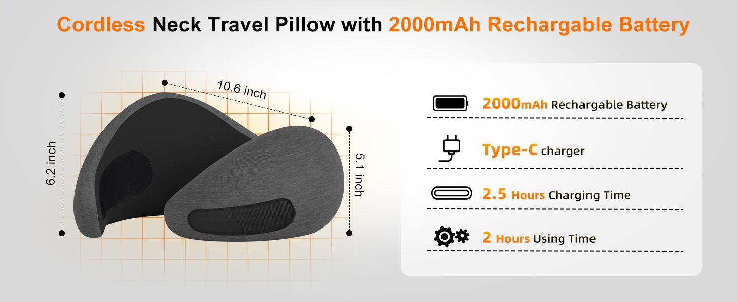 3-in-1 Heated Neck Massager, Ergonomic U-Shaped Memory Foam Travel Pillow for Muscle Recovery, Wireless Portable Cervical Support for Airplane & Office Neck Care