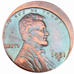 1951  D Lincoln Die Obverse | Rare Blue toning | Wheat Cent Coin | Historical Collectible
