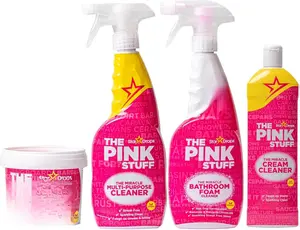 Stardrops - The Pink Stuff - Miracle Cleaning Ultimate Bundle – Paste, Multi-Purpose Spray, Bathroom Foam Spray, and Cream Cleaner – Ideal for Kitchens, Bathrooms, Outdoors, and More