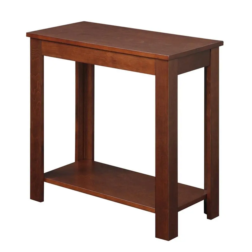 Chairside End Table, Mahogany, Bottom Shelf, Quick Setup