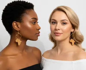 African-Inspired Gold Wire-Wrapped Hook Earrings, Contemporary Ethnic Costume Jewelry, Contemporary Ethnic Earrings