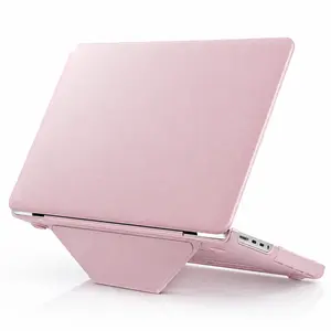 MOSISO Compatible with MacBook Pro 14 inch Case M5 2026 M4 M3 M2 M1 2025-2021 A3427 A3426 A3434 A3112 A3185 A3401 A2918 A2992 A2779 A2442, PU Leather Coated Hard Shell with Fold Kickstand