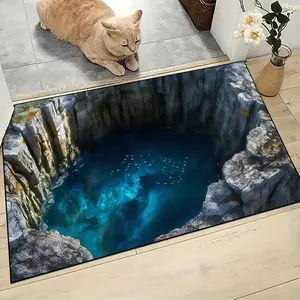 3D visual rug, Decorative rug mat, Entrance Doormat, door mat, 3D visual effect HD print rug, funny cool rug, soft and comfortable floor mat non-slip, machine washable, home decoration, suitable for home decor, Printed Rug