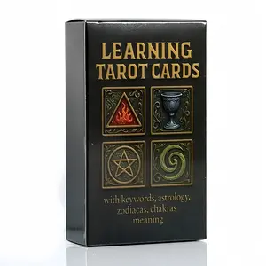 English Learning Tarot Deck, 78 Cards, Portable Divination Kit, Astrology, Zodiacs, Predict Fate, Spiritual Guidance, Holiday Gift for Ages 14+