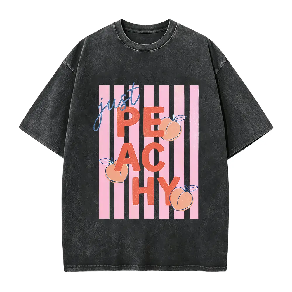 Just Peachy Shirt Tee Summer Fruit Tshirt Food Pun T Shirt Retro Graphic Tee Peach Graphic Tee Summer T-Shirt