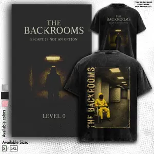 Backrooms Escape Together Game Shirt Liminal Space Analog Horror Tee Cartoon Streetwear Oversized Fan Gift Heavyweight Aesthetic Print Unisex Top