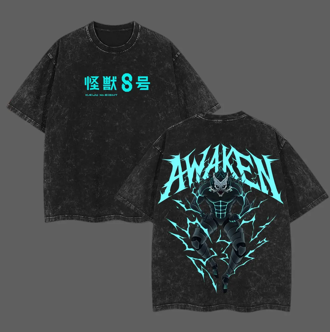 Kaiju No. 8 T-Shirt – Kafka Hibino Awakened Form Graphic Washed Oversized Vintage Anime Tee, Heavy Cotton Unisex Streetwear for Kaiju Fans