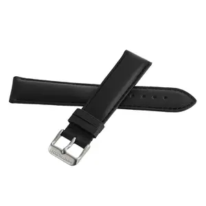 Hamilton Men's 20mm x 18mm Black Leather Watch Band Strap With Silver Buckle