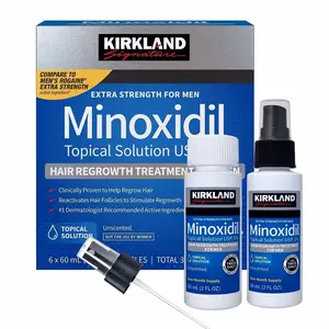 Kirkland Signature Minoxidil 5% Topical Solution for Men's Hair Regrowth Treatment 6 Months Supply Unscented with Dropper & Sprayer Included