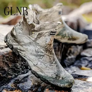 Men'sCamoWaterproofRainBoots-Durable,Slip-ResistantShortAnkleBootsforOutdoorWork,Fishing,andGardeningwithReinforcedRubberSoleandPullTabDesign,GardeningFootwear|CamouflageFootwear|SlipresistantFootwear