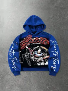 Unisex Street Style Hoodie, Cool Dreads Portrait & Flame Print, Fall Winter Starry Eye Design, Y2K Fashion, High Street Culture Gift