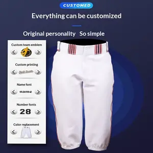 Custom Baseball JerseyProfessional Men Women Baseball Trousers Quick Dry 3/4 Length Custom Softball Pants for Training Games