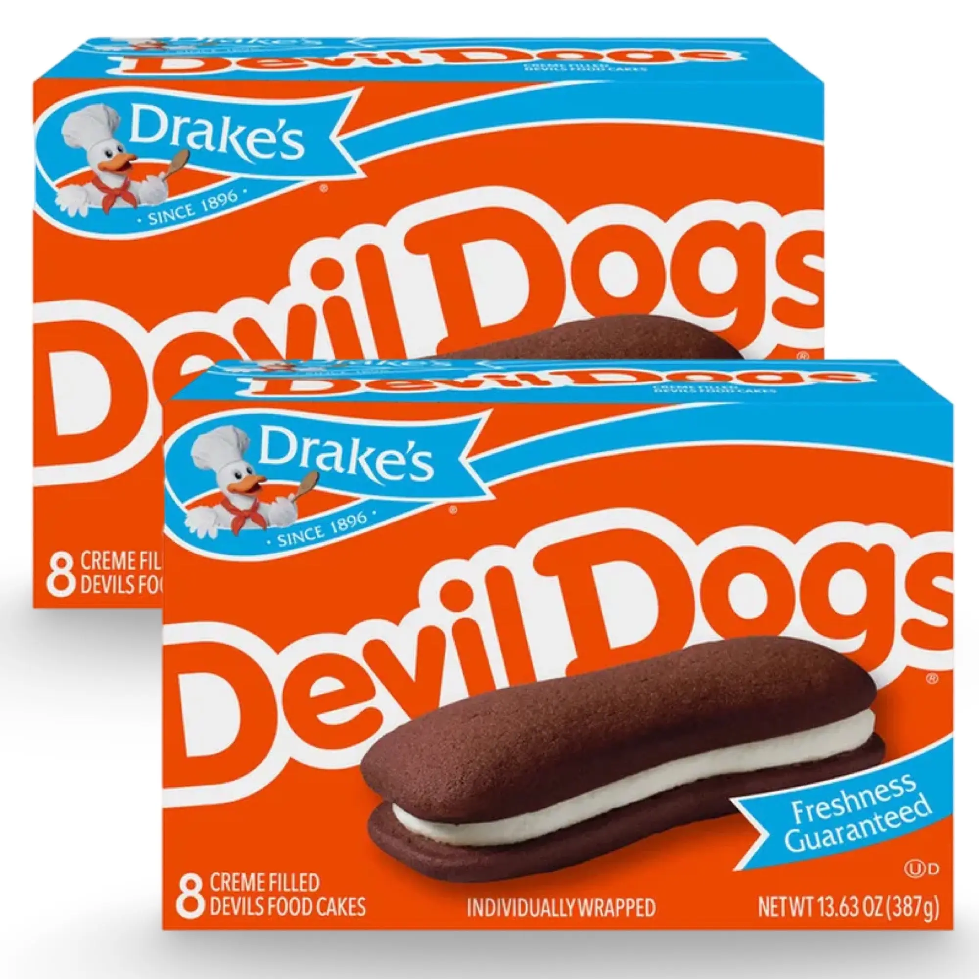 Drake's Devil Dogs Sandwich Chocolate and Vanilla Cream Snack Cakes (2-Boxes)