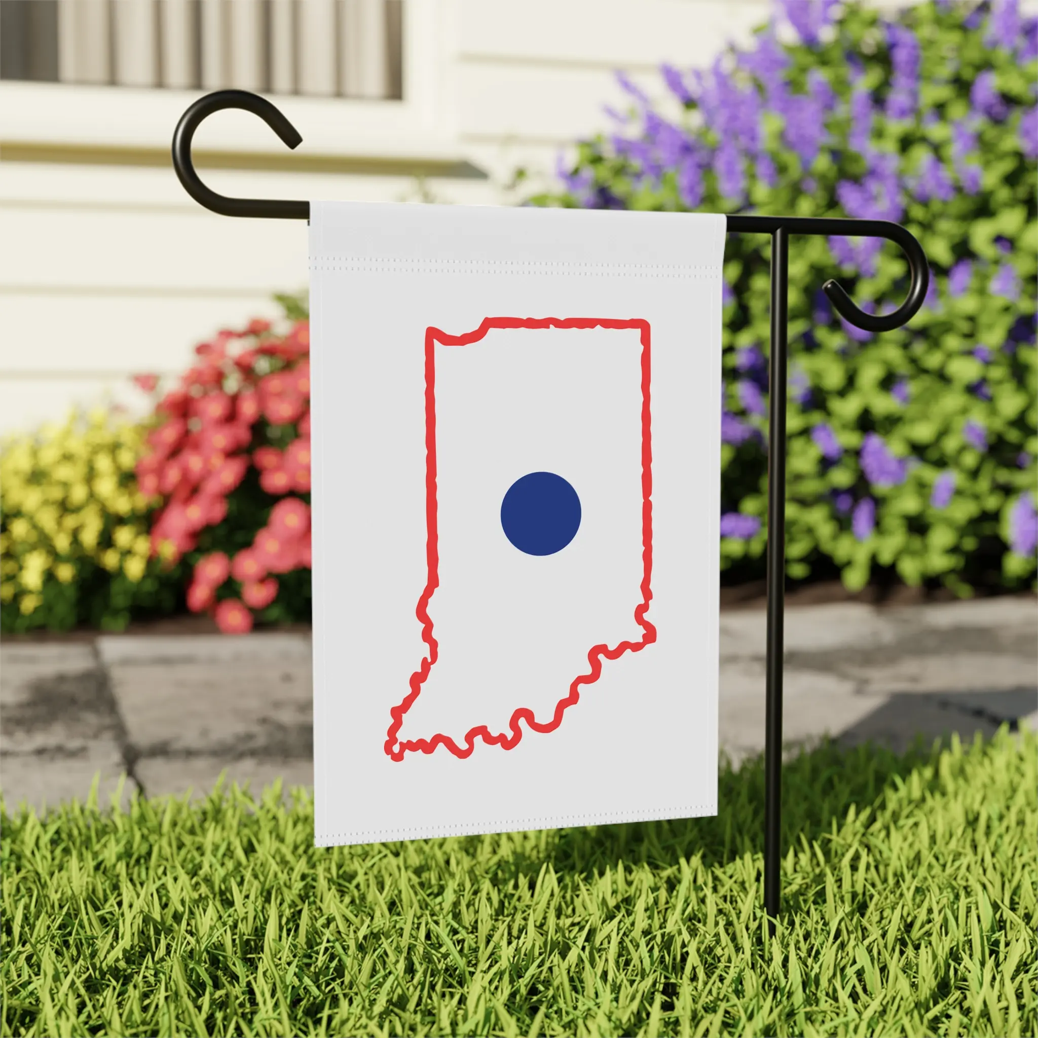 Indiana Blue Dot Garden Flag | House Banner, Garden Party Decor, Outdoor Lawn Sign, Patriotic Hanging Pennant,