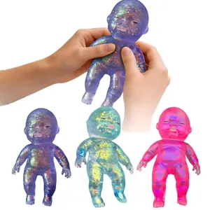 Squishy Babies Glitter Big Dancing UltraSquishy Soft Moldable Slow Rising Squeeze Sensory Fidget Stress Ball Anxiety Relief for Kids Adults Easter Basket Stuffers Christmas Stocking Stuffers Birthday Gifts