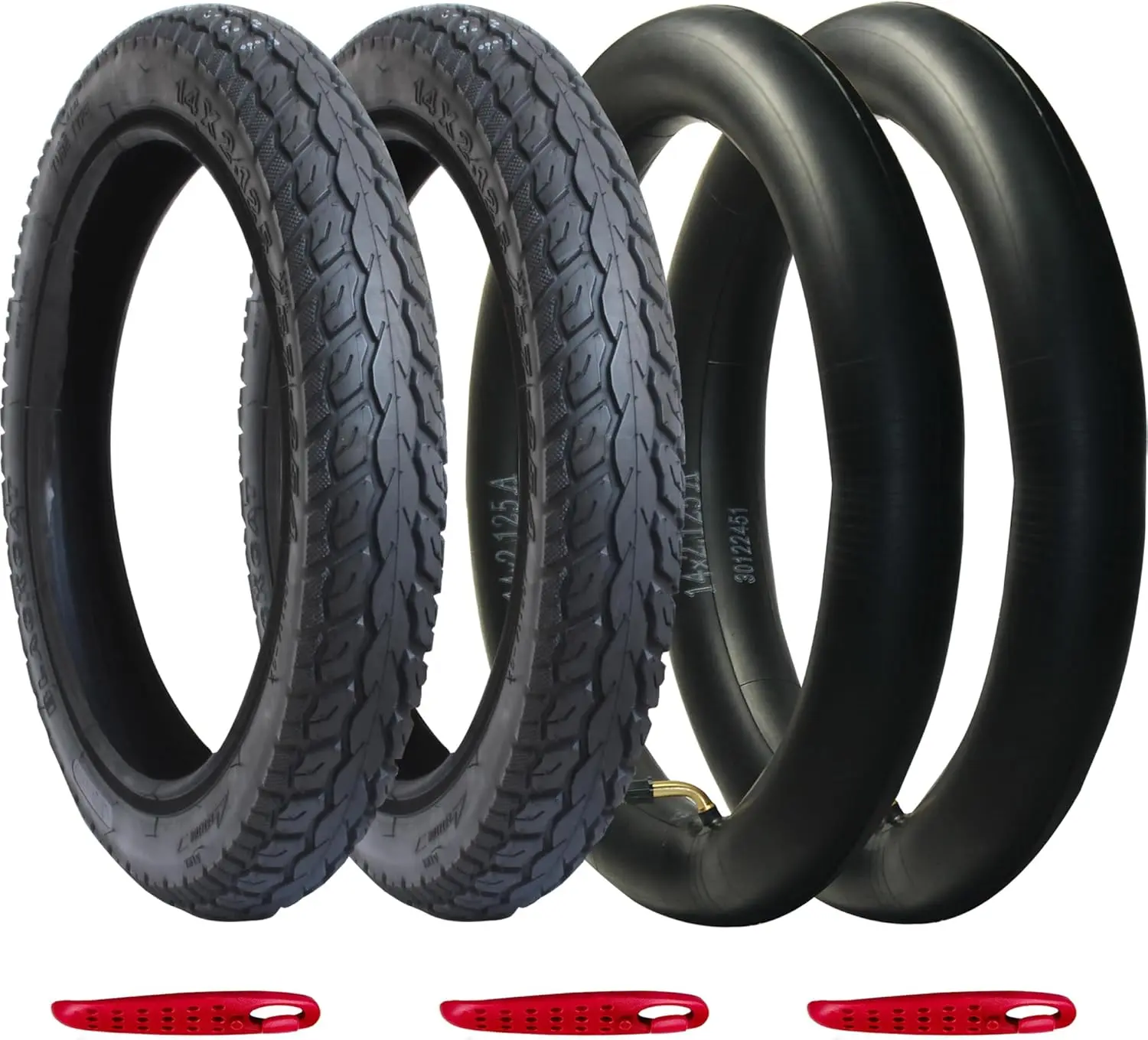 2 Pack Electrc  Tire 14x2.125 (57-254) with 2 Bent Valve Tubes 3 Tire Levers Anti-slip Folding E- Tire,   Tire
