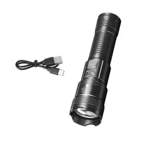Ultra Bright LED Flashlight - High-Lumen Rechargeable Compact Flashlight Torches with Zoom, 3 Modes, Digital Display, USB-C, Waterproof Portable Multi-Function Torches for Camping, Emergency, Nighttime Use