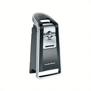 Smooth Touch Can Opener for Kitchen with Easy Push Down Lever, Extra Tall, Includes Stainless Steel Scissors, Black