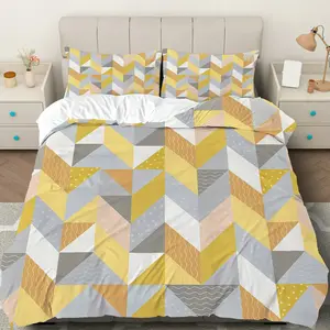 3PCS Duvet Cover Set, 1 Duvet+2 Pillowcases(Without filler), Geometric Colorful Abstract Modern Contemporary Retro theme, Christmas bedding set, Stylish Comforter Decoration for Bedroom Dorm Apartment Studio