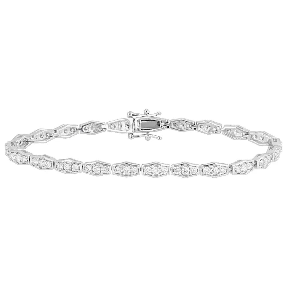 JTV Round White Lab-Grown Diamond G-H VS Rhodium Over Sterling Silver Tennis Bracelet 2.75ctw