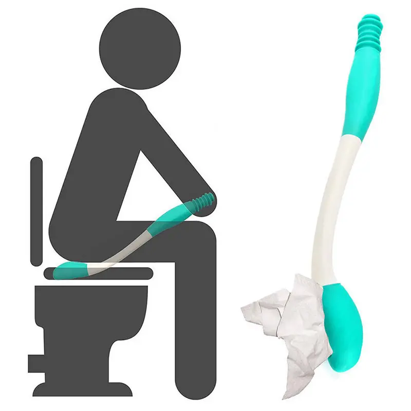 15in Long Handle Self Wipe Assist Toilet Aid, Toilet Paper & Wet Wipe Holder with Soft Grip, Long Reach Bottom Wiper for Seniors Pregnant Women Overweight Limited Mobility, Bathroom Hygiene Helper for Home Care, Bathroom Accessory, Bathroom Gadgets