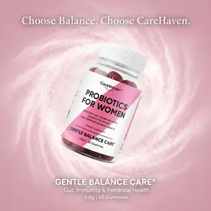 CareHaven Probiotics for Women Gummies - Digestive Health Supplement with Prebiotics XOS & Red Elm Bark for Gut Flora Balance, Feminine Intimate Care & Immune Support - Berry Flavor, 60 Count