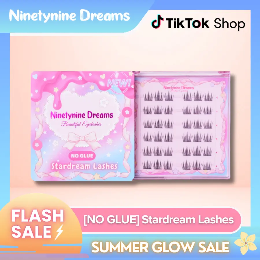 Ninetynine Dreams [NO GLUE] Stardream Self-Adhesive Lashes | Press-On No Glue Required Lash Clusters 8-12mm C+ Curl — Fluffy Spiky Anime Manhua Style Beginner-Friendly Reusable Lashes with Ultra-Thin Self-Stick Band Synthetic Makeup Daily Cosmetic