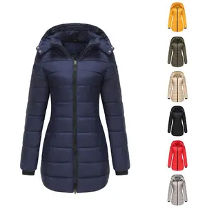 Women's autumn and winter long warm coat, detachable hood, windproof warm down jacket, autumn and winter warm cotton jacket, windproof waterproof jacket, windproof rainproof jacket, medium long slim fit warm hooded cotton jacketRAIMENTRY