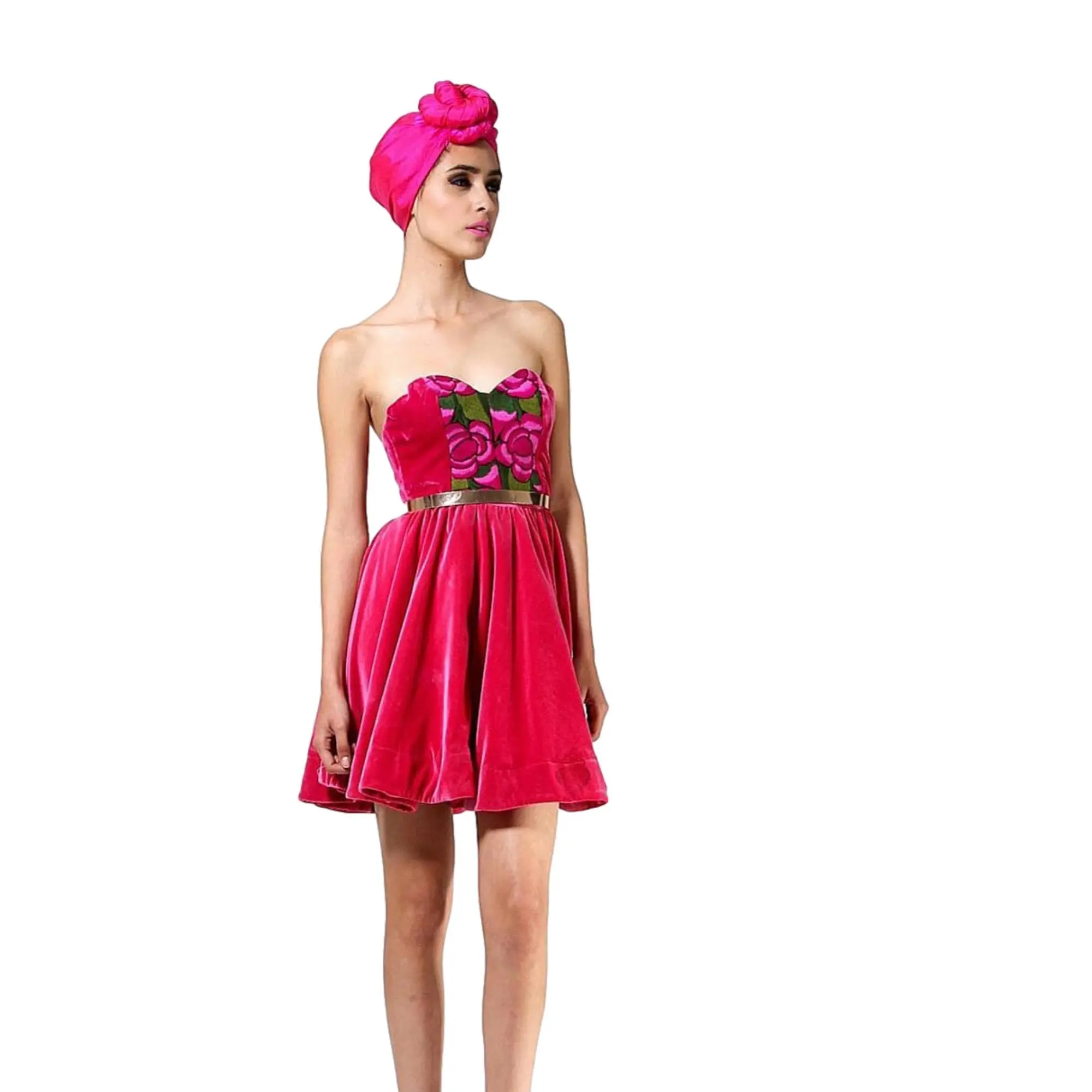 Mexican Fashion Embroidered Off-the-Sholder Dress - Nayibi Mexico Oaxaca Velvet Dress